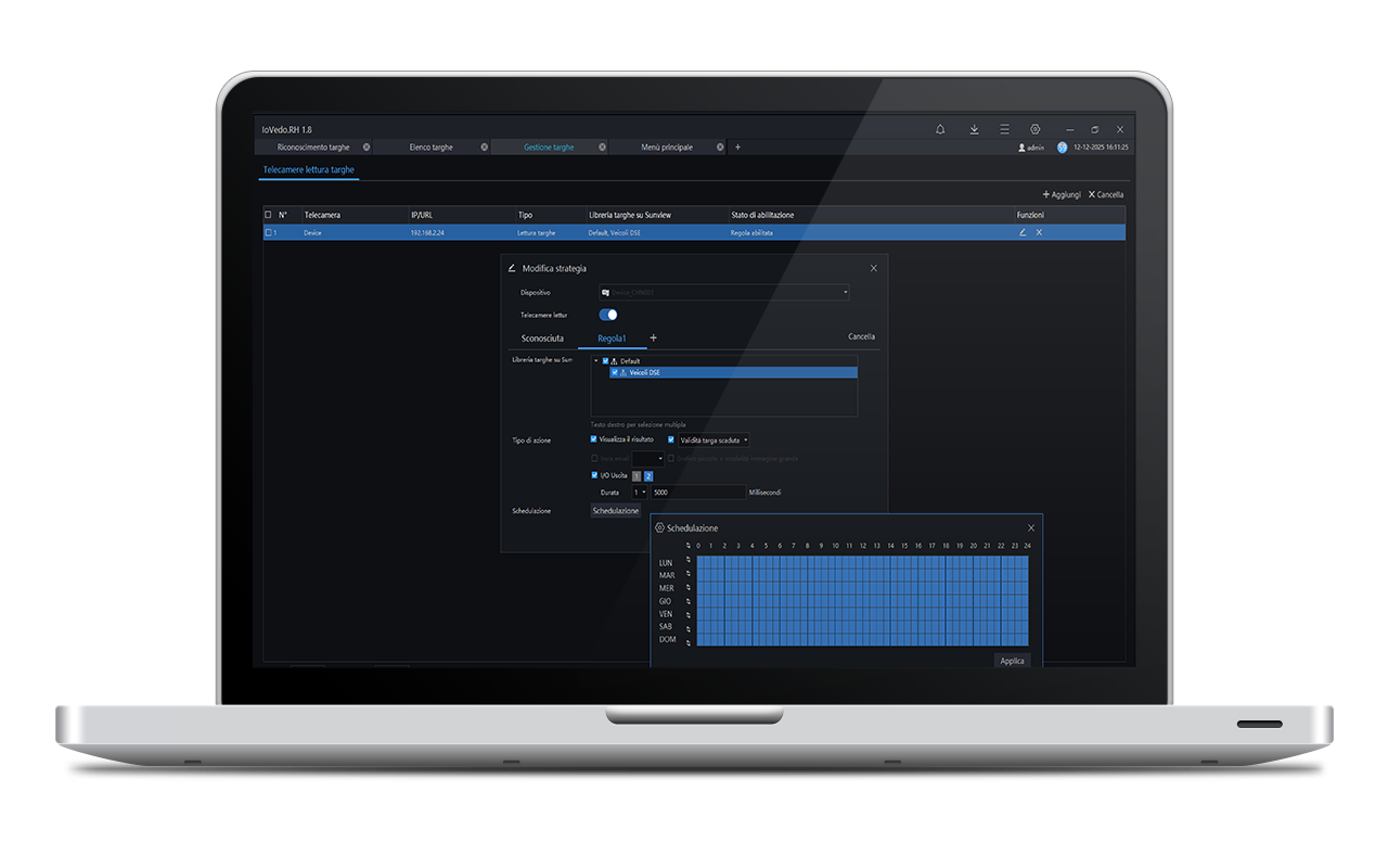Controllo telecamera IP ANPR da browser
